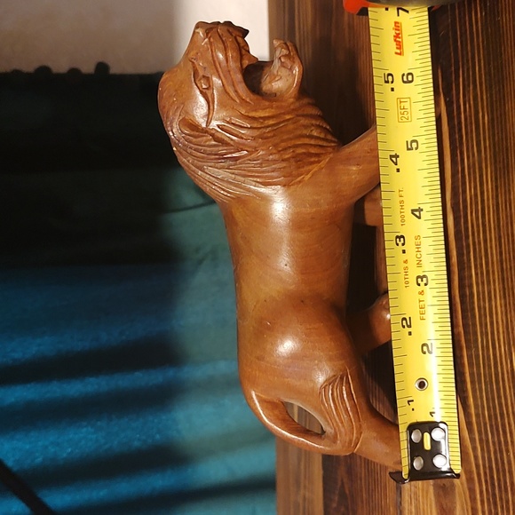 LION Hand Carved Wood Carving Vintage Mid-Century Modern - Picture 7 of 8
